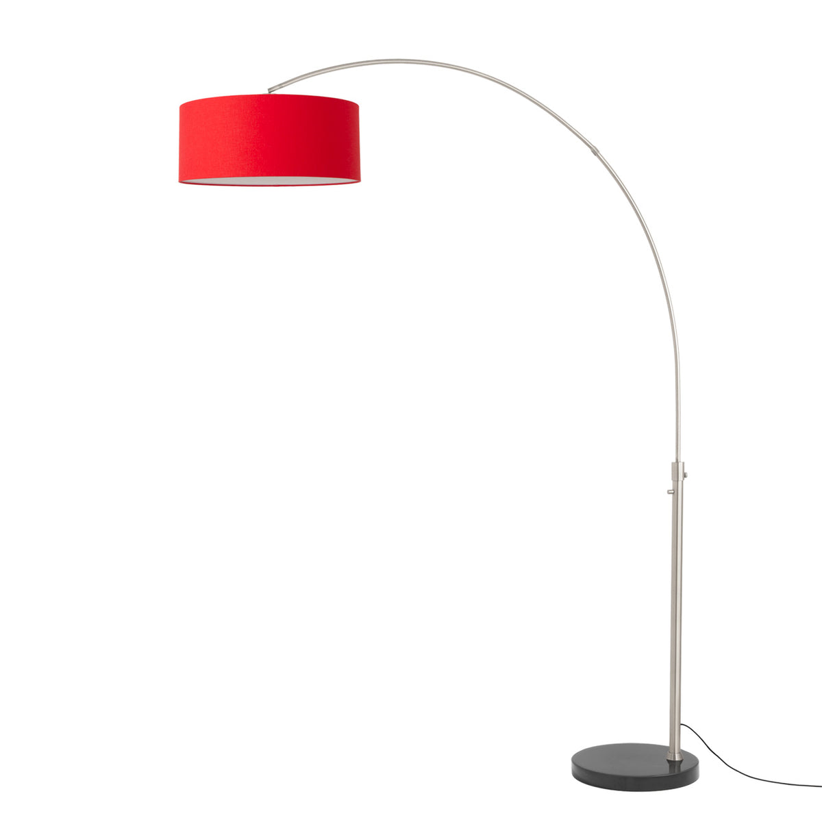 Float 92" Arc Floor Lamp by Nova of California, Crimson Red shade, Satin Nickel body, Black base – view 52