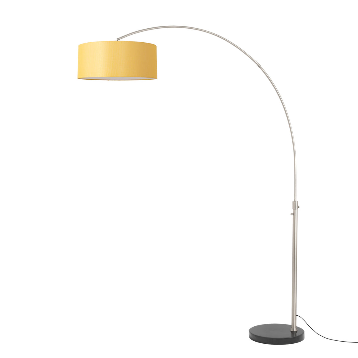 Float 92" Arc Floor Lamp by Nova of California, Mustard shade, Satin Nickel body, Black base – view 59