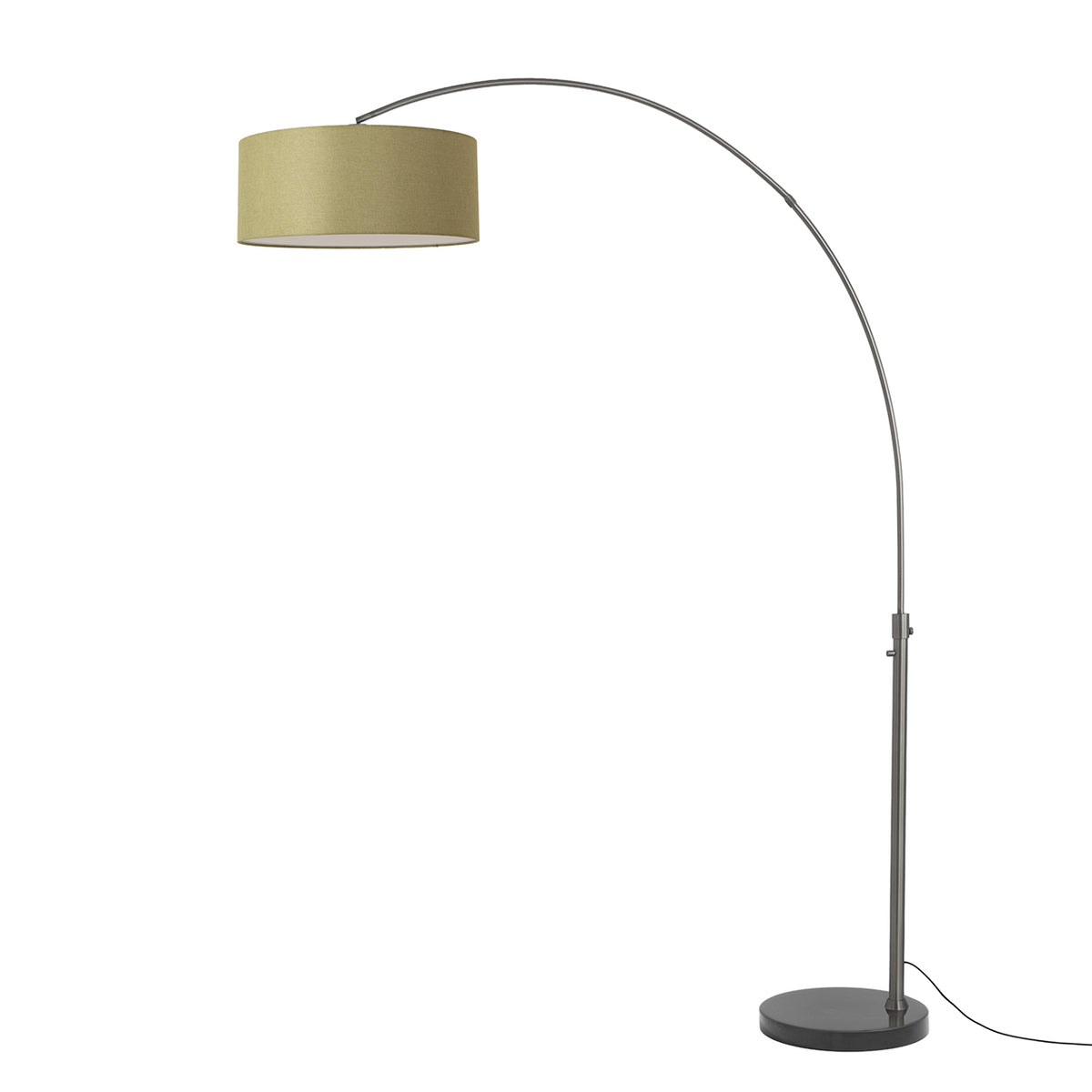 Float 92" Arc Floor Lamp by Nova of California, Avocado shade, Black Nickel body, Black base – view 6
