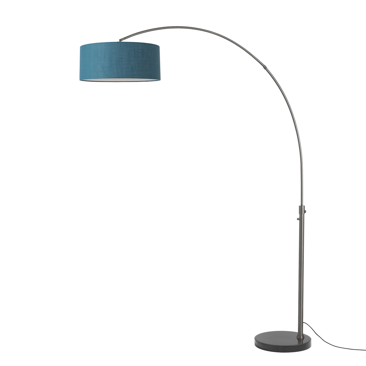 Float 92" Arc Floor Lamp by Nova of California, Turquoise shade, Black Nickel body, Black base – view 66