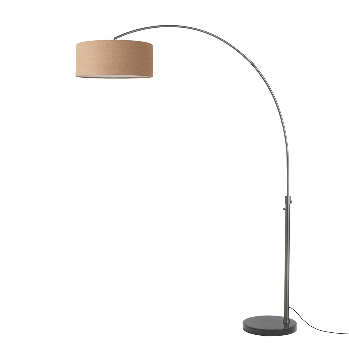 Float 92" Arc Floor Lamp by Nova of California, Burlap shade, Black Nickel body, Black base – view 41