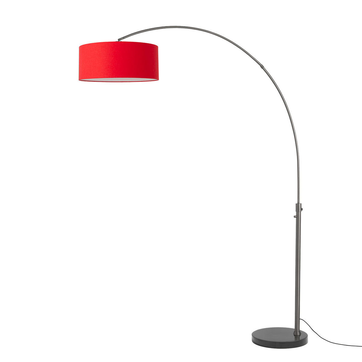 Float 92" Arc Floor Lamp by Nova of California, Crimson Red shade, Black Nickel body, Black base – view 51