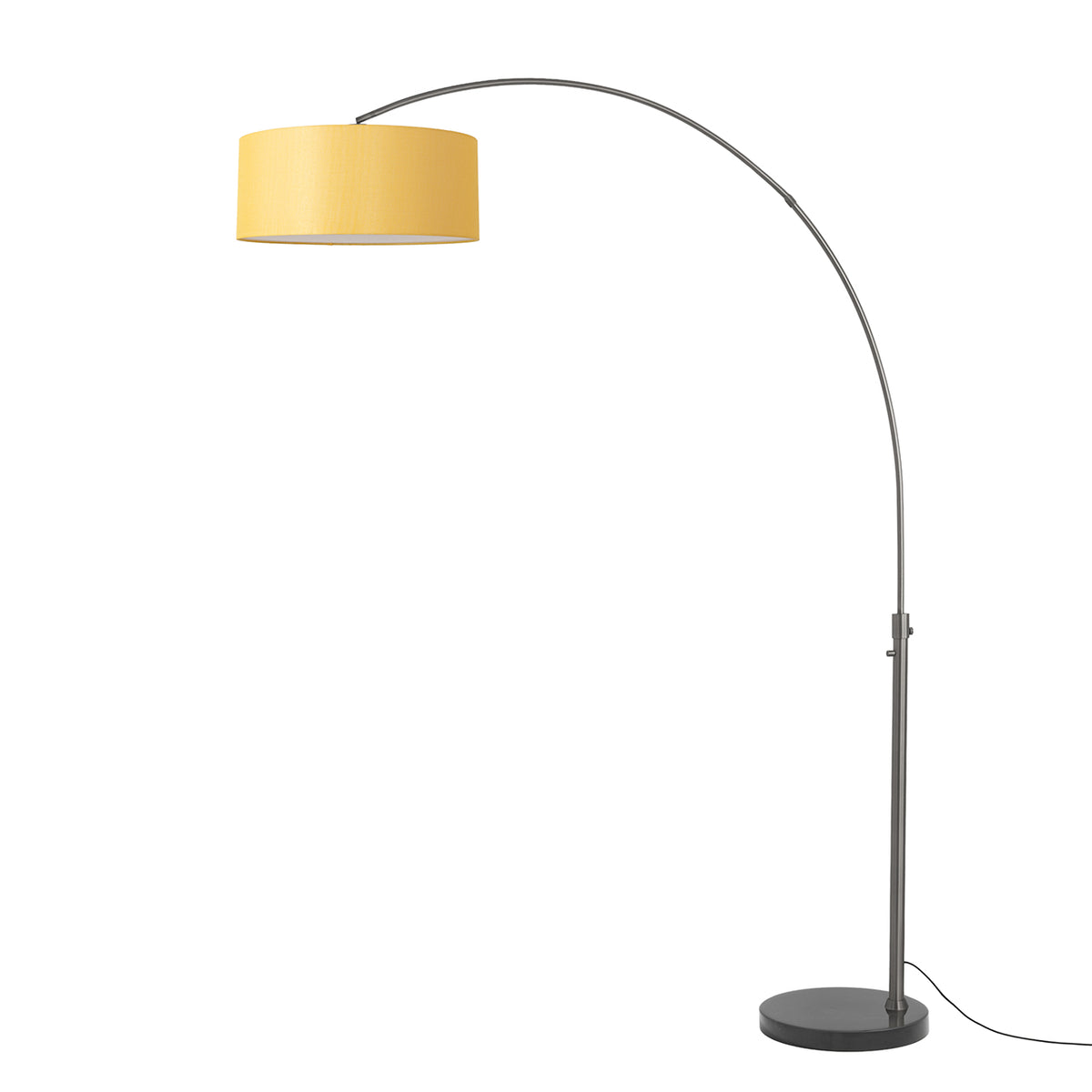Float 92" Arc Floor Lamp by Nova of California, Mustard shade, Black Nickel body, Black base – view 57