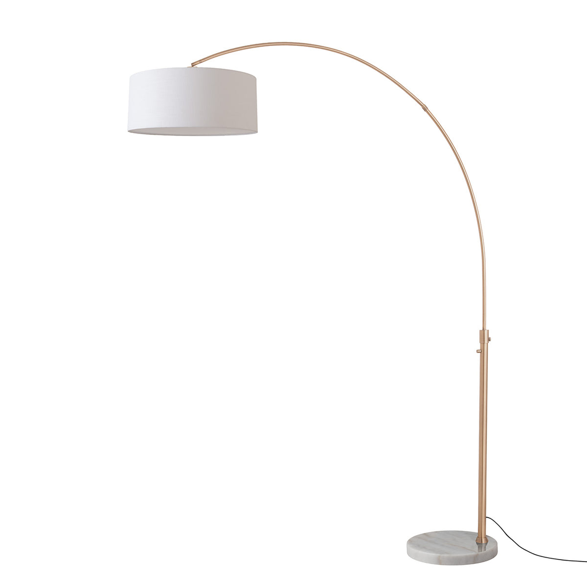 Float 92" Arc Floor Lamp by Nova of California, White shade, Weathered Brass body, White base – view 72