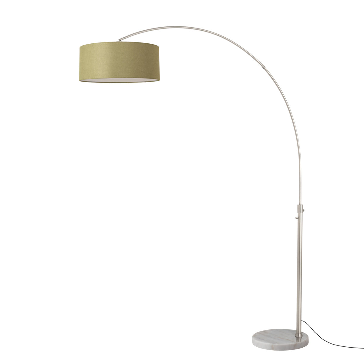 Float 92" Arc Floor Lamp by Nova of California, Avocado shade, Satin Nickel body, White base – view 32