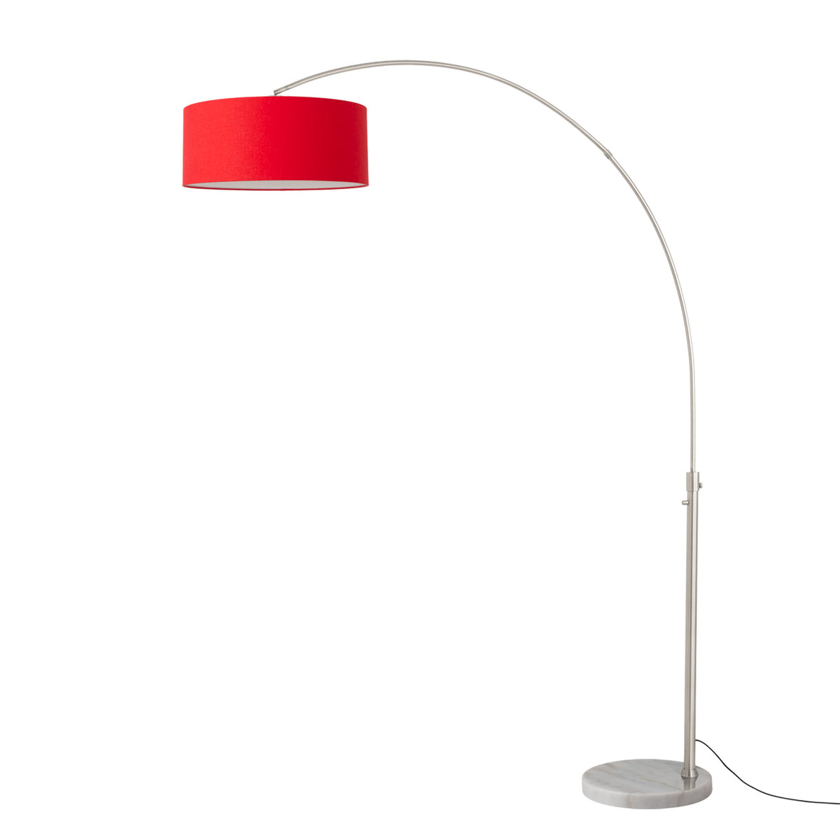 Float 92" Arc Floor Lamp by Nova of California, Crimson Red shade, Satin Nickel body, White base – view 55