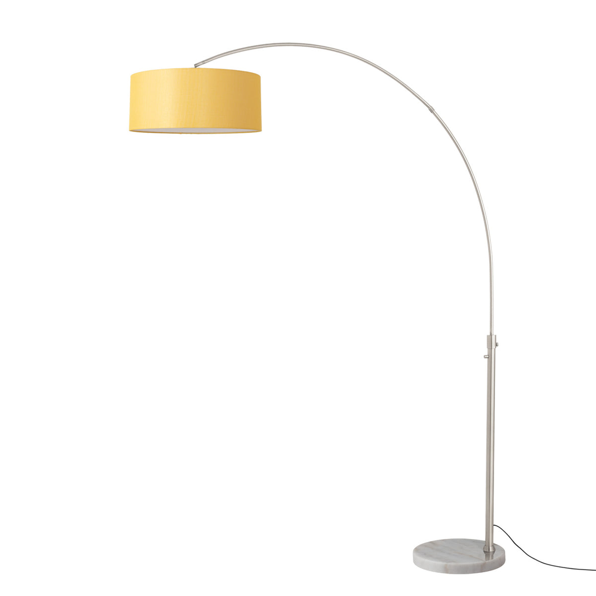 Float 92" Arc Floor Lamp by Nova of California, Mustard shade, Satin Nickel body, White base – view 62