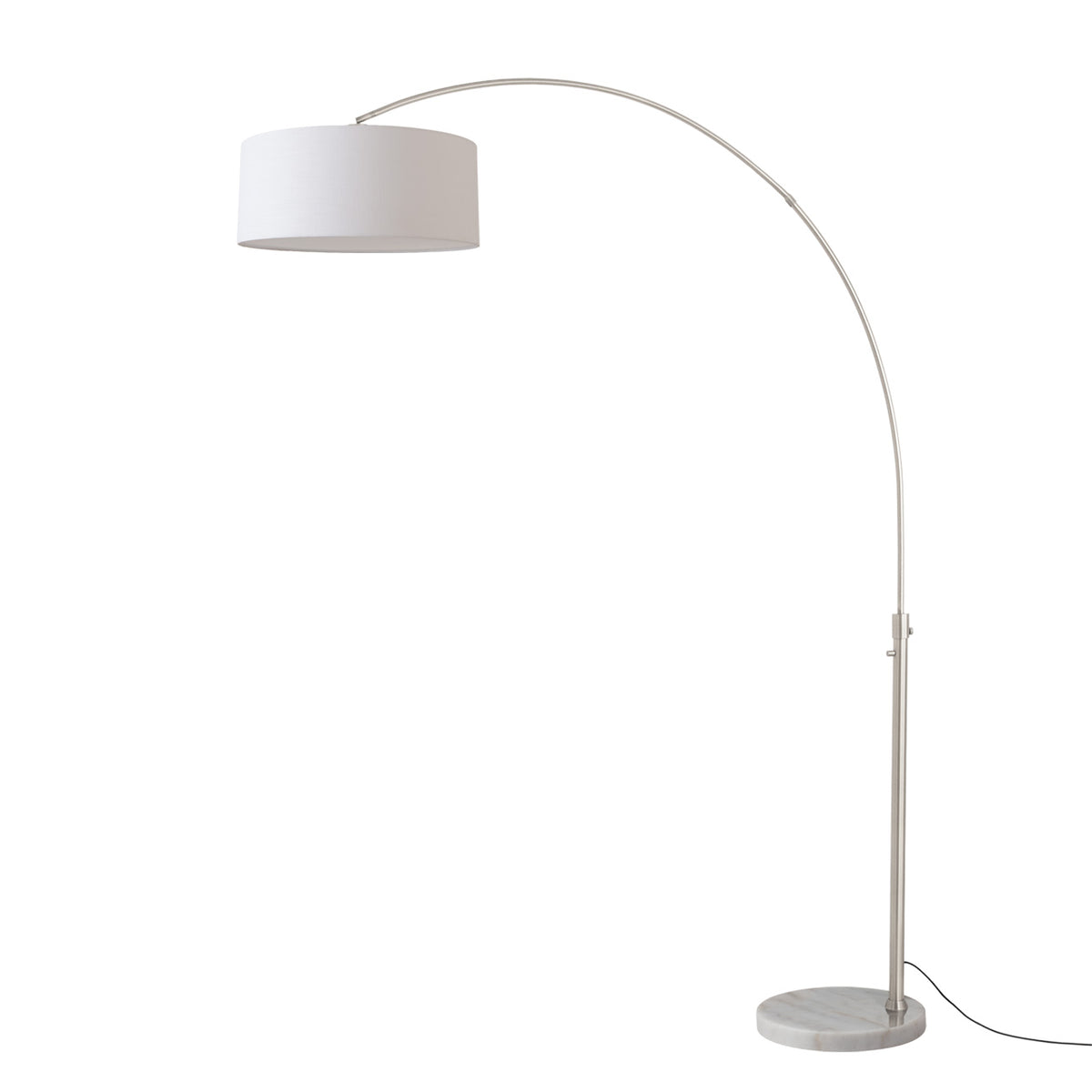 Float 92" Arc Floor Lamp by Nova of California, White shade, Satin Nickel body, White base – view 71