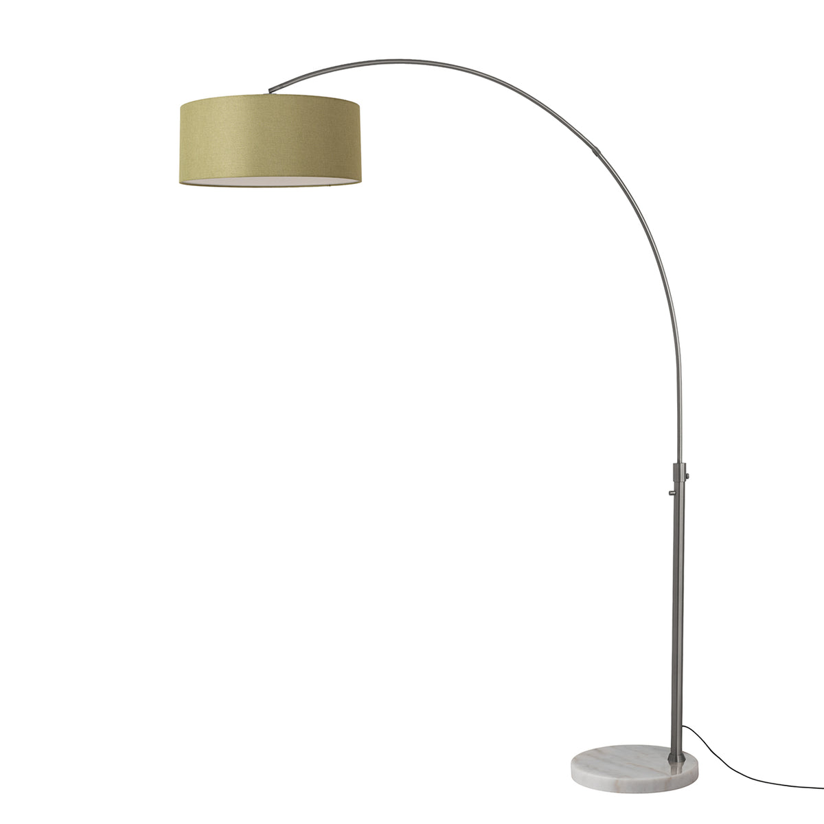 Float 92" Arc Floor Lamp by Nova of California, Avocado shade, Black Nickel body, White base – view 8