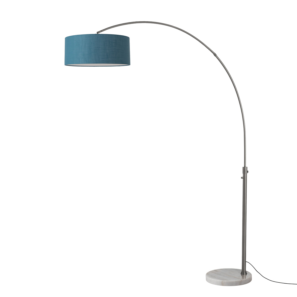 Float 92" Arc Floor Lamp by Nova of California, Turquoise shade, Black Nickel body, White base – view 13