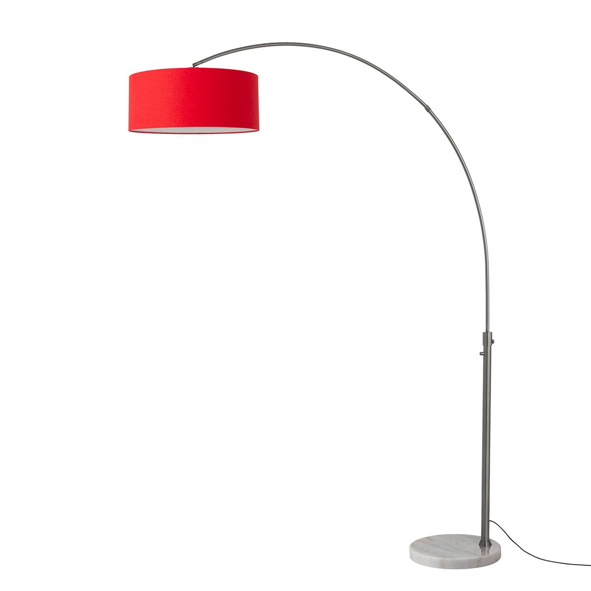 Float 92" Arc Floor Lamp by Nova of California, Crimson Red shade, Black Nickel body, White base – view 12