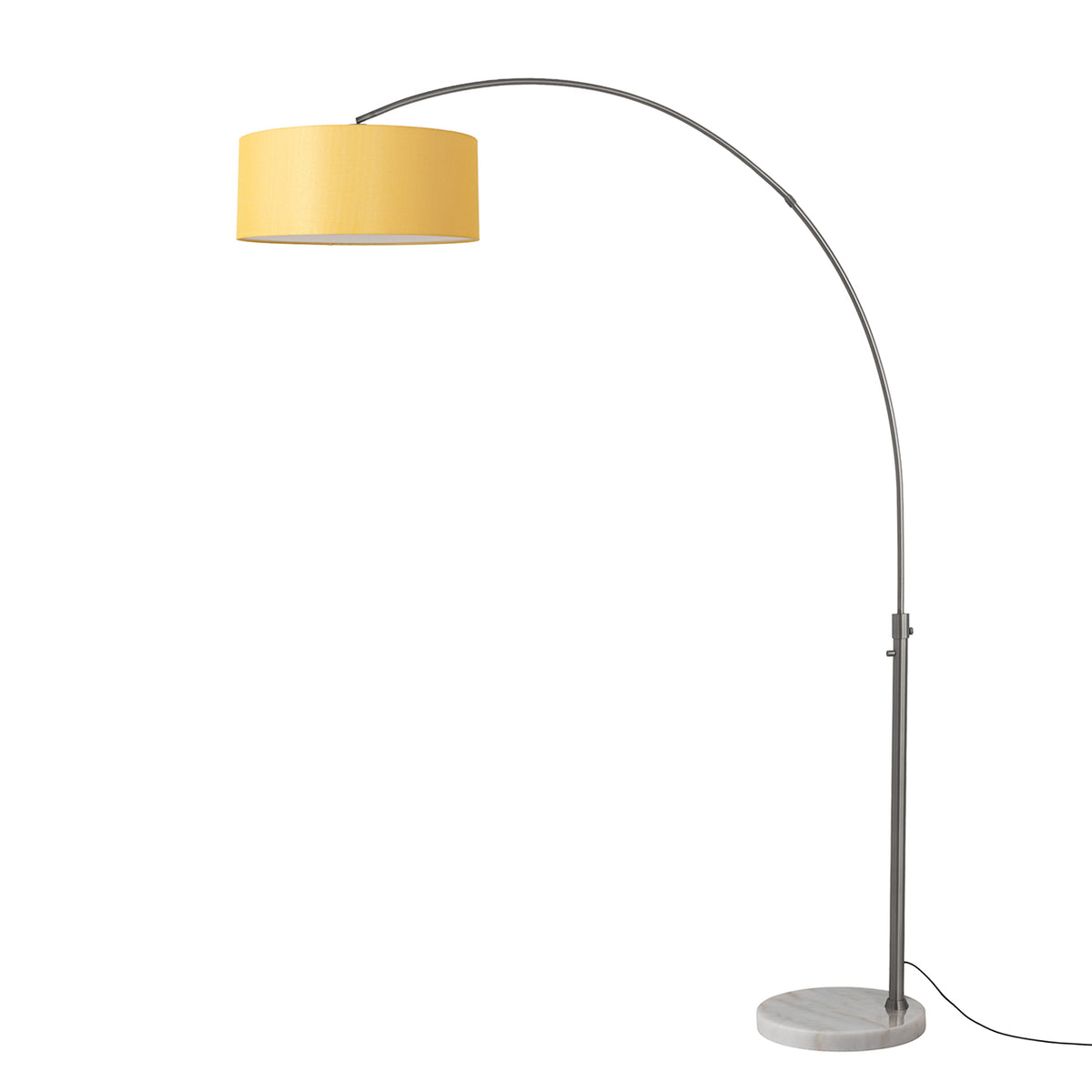 Float 92" Arc Floor Lamp by Nova of California, Mustard shade, Black Nickel body, White base – view 11