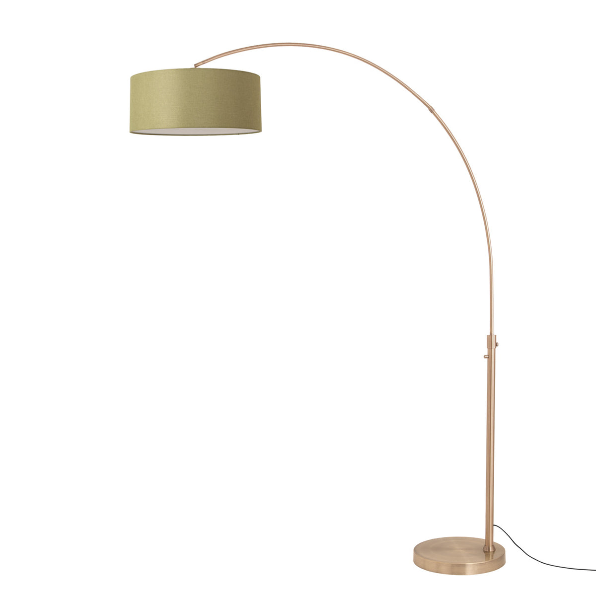 Float 92" Arc Floor Lamp by Nova of California, Avocado shade, Weathered Brass body, Weathered Brass base – view 17