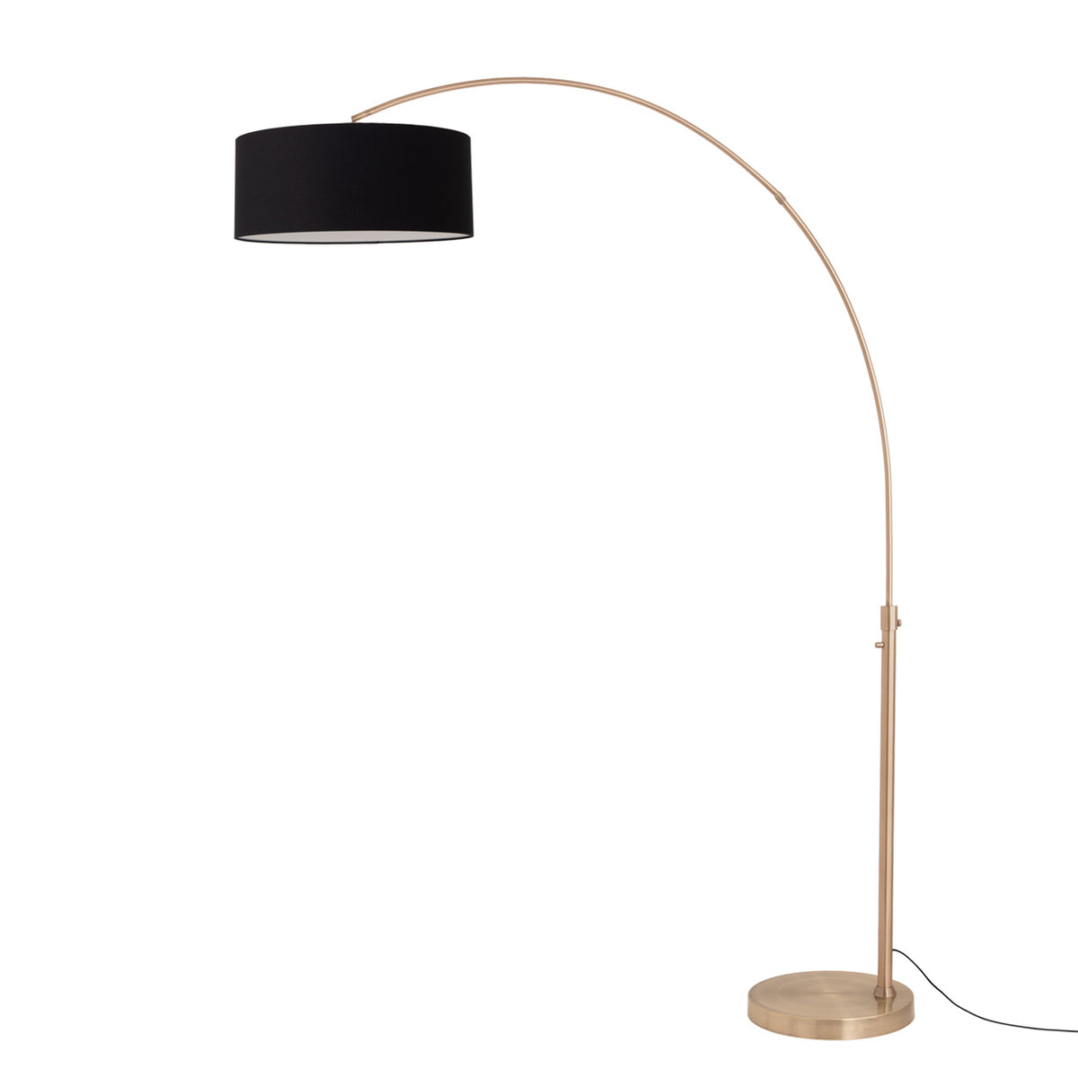 Float 92" Arc Floor Lamp by Nova of California, Black shade, Weathered Brass body, Weathered Brass base – view 37