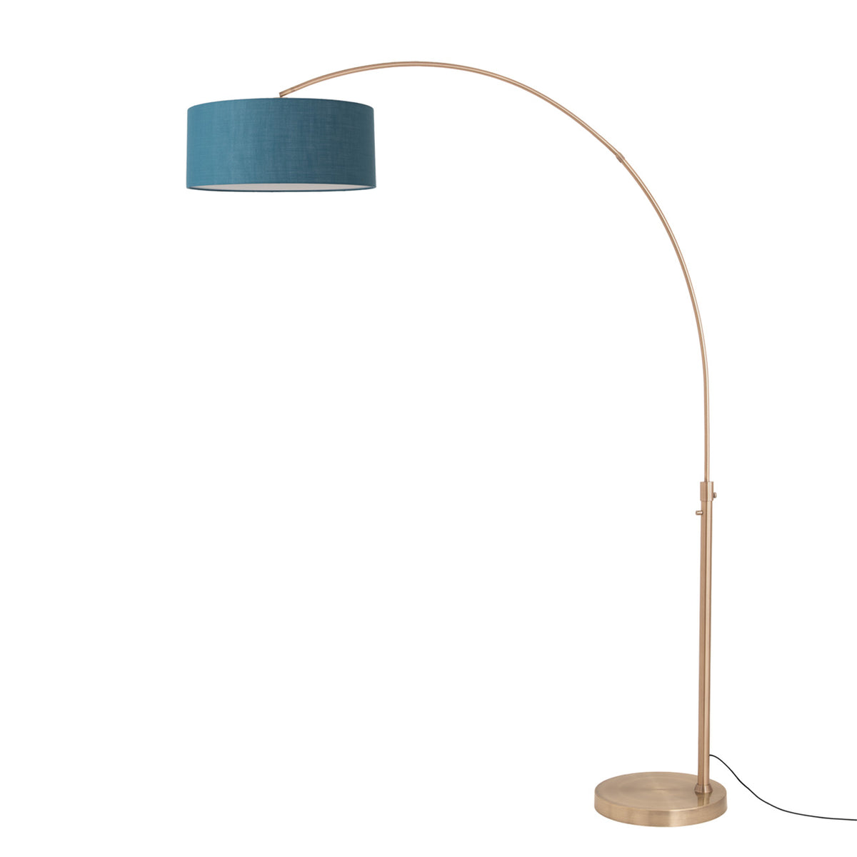 Float 92" Arc Floor Lamp by Nova of California, Turquoise shade, Weathered Brass body, Weathered Brass base – view 28
