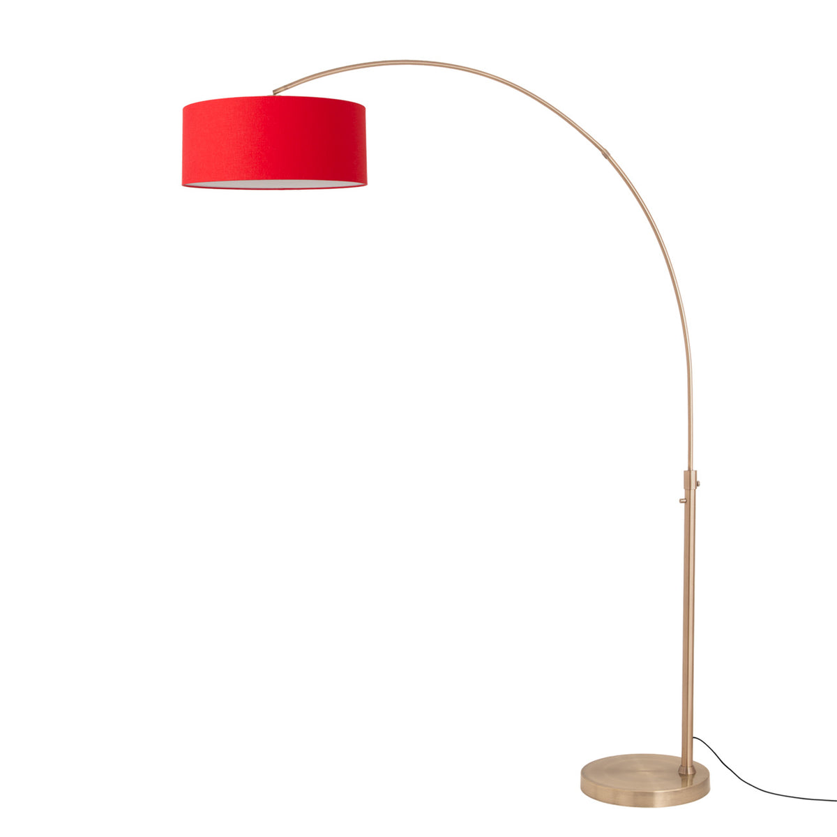 Float 92" Arc Floor Lamp by Nova of California, Crimson Red shade, Weathered Brass body, Weathered Brass base – view 58