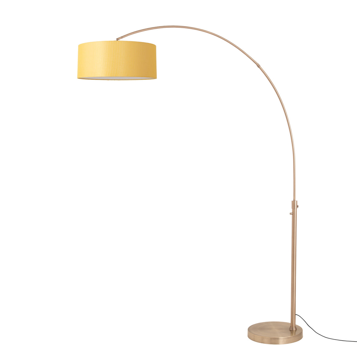 Float 92" Arc Floor Lamp by Nova of California, Mustard shade, Weathered Brass body, Weathered Brass base – view 20