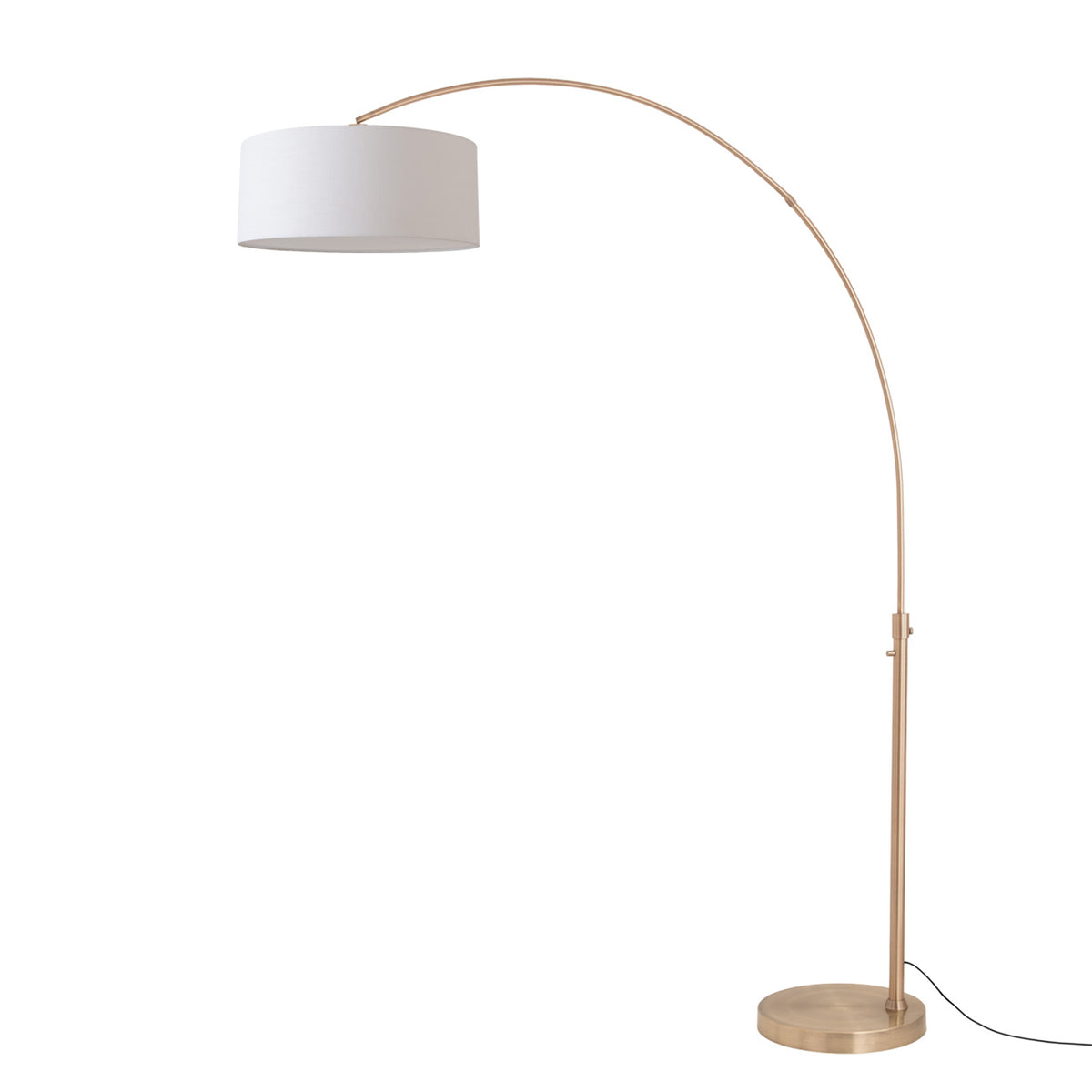Float 92" Arc Floor Lamp by Nova of California, White shade, Weathered Brass body, Weathered Brass base – view 26