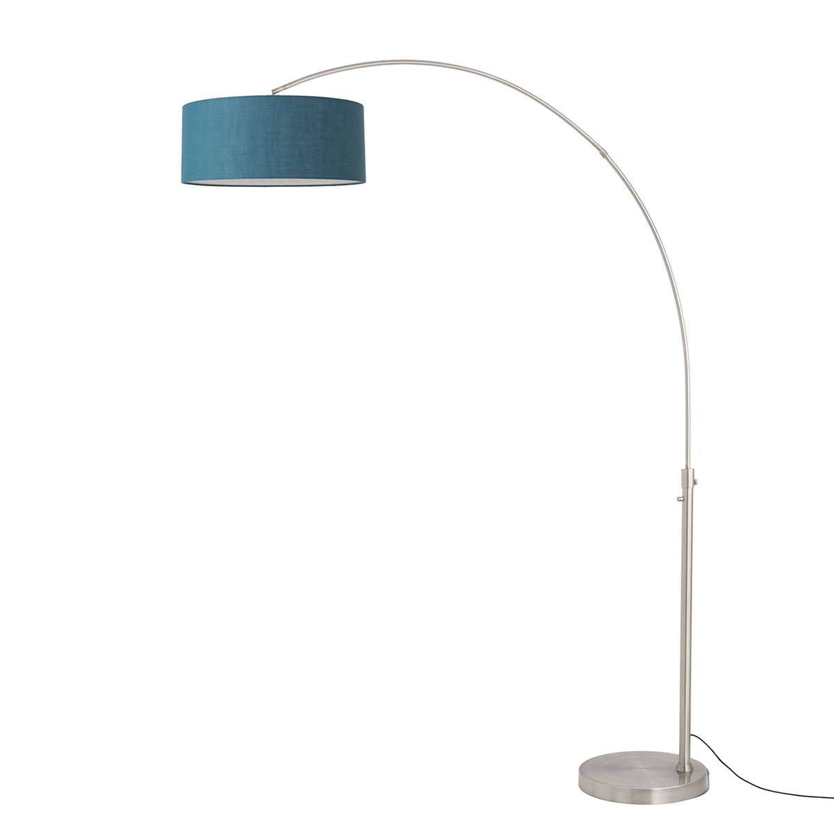 Float 92" Arc Floor Lamp by Nova of California, Turquoise shade, Satin Nickel body, Satin Nickel base – view 68