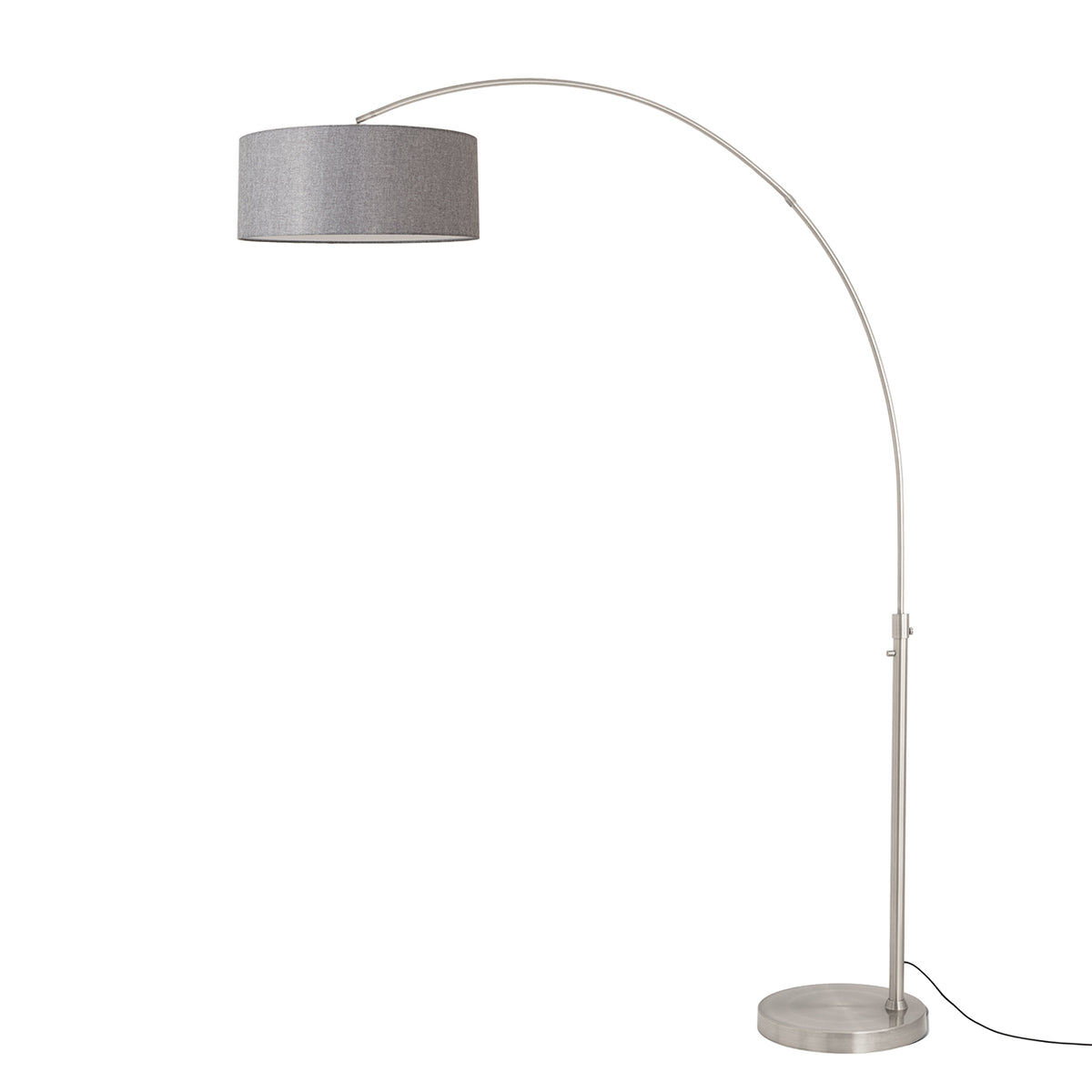 Float 92" Arc Floor Lamp by Nova of California, Cashmere Gray shade, Satin Nickel body, Satin Nickel base – view 18
