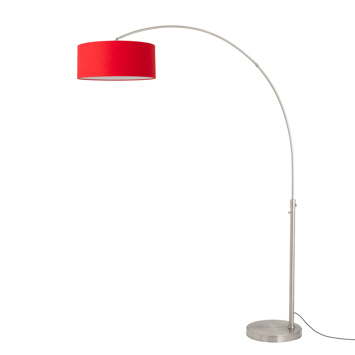 Float 92" Arc Floor Lamp by Nova of California, Crimson Red shade, Satin Nickel body, Satin Nickel base – view 54