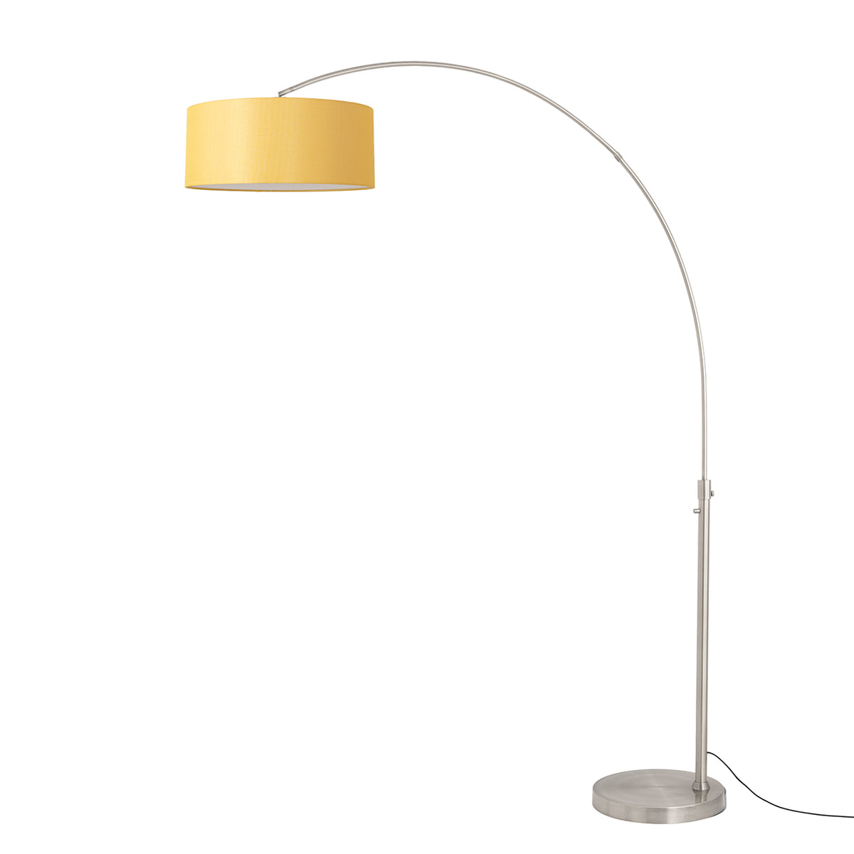 Float 92" Arc Floor Lamp by Nova of California, Mustard shade, Satin Nickel body, Satin Nickel base – view 61