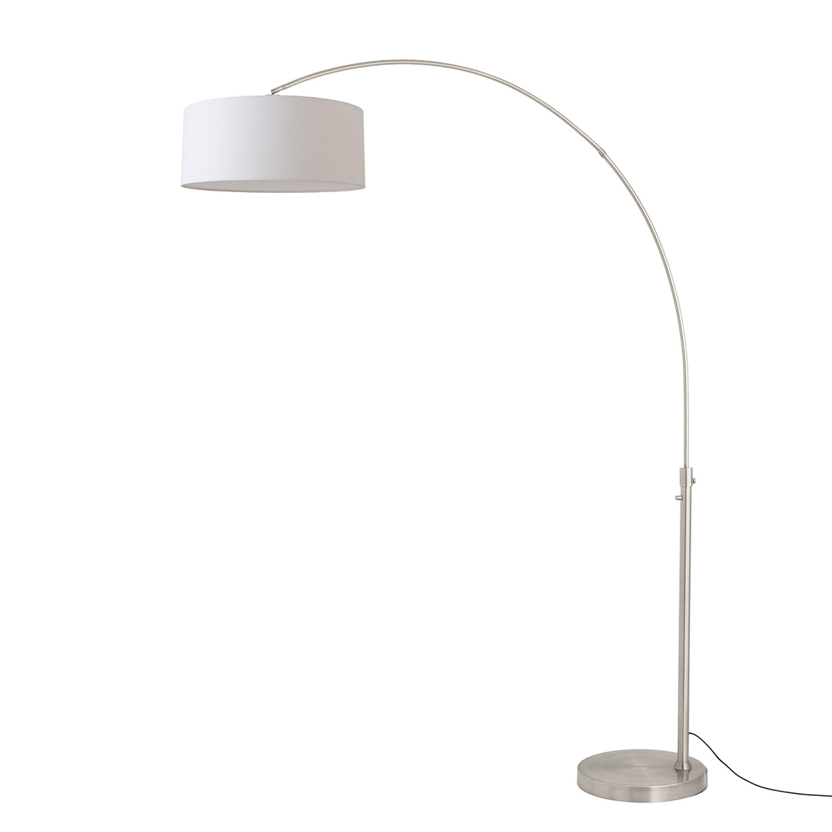 Float 92" Arc Floor Lamp by Nova of California, White shade, Satin Nickel body, Satin Nickel base – view 16