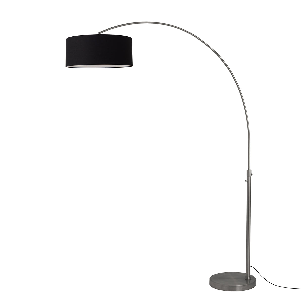 Float 92" Arc Floor Lamp by Nova of California, Black shade, Black Nickel body, Black Nickel base – view 36