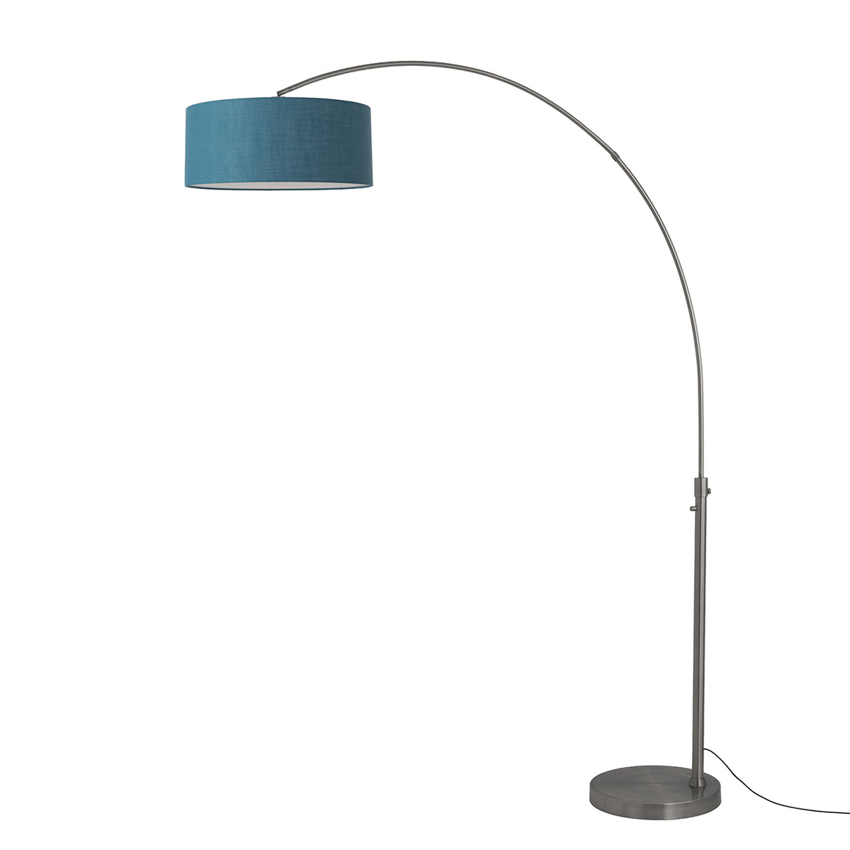 Float 92" Arc Floor Lamp by Nova of California, Turquoise shade, Black Nickel body, Black Nickel base – view 65