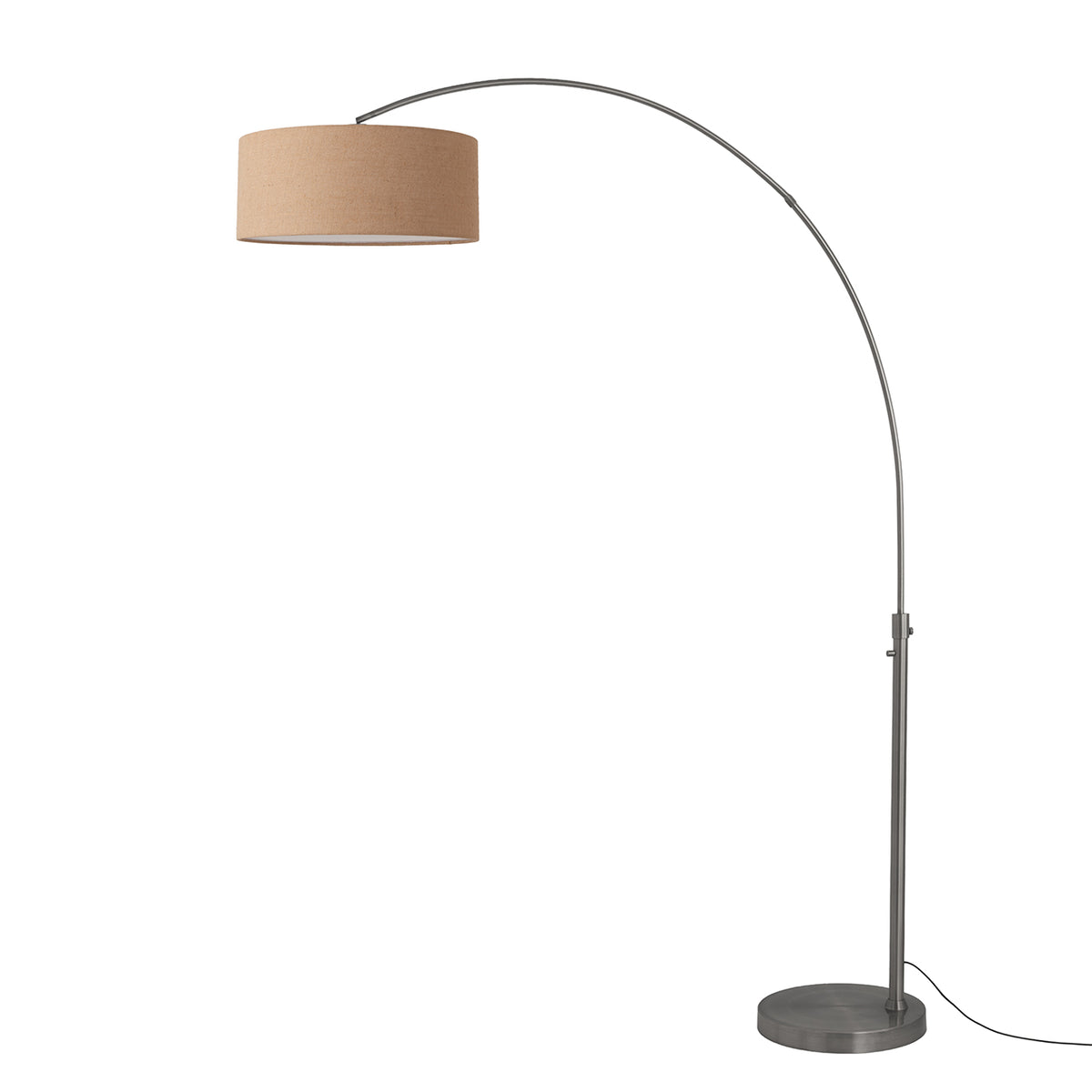 Float 92" Arc Floor Lamp by Nova of California, Burlap shade, Black Nickel body, Black Nickel base – view 44