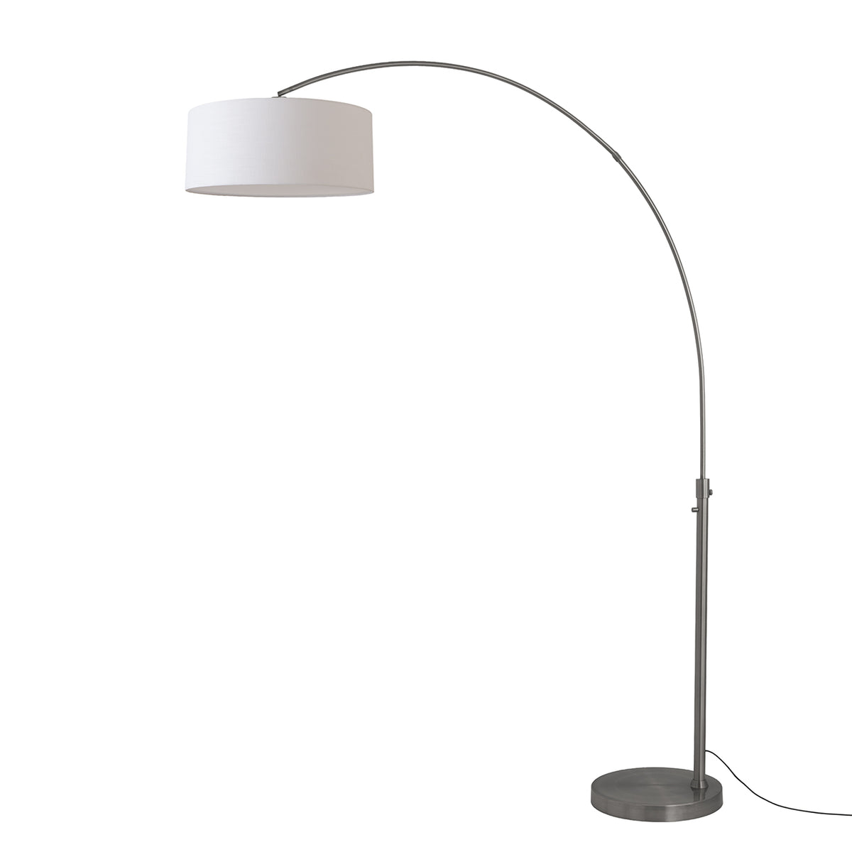 Float 92" Arc Floor Lamp by Nova of California, White shade, Black Nickel body, Black Nickel base – view 70