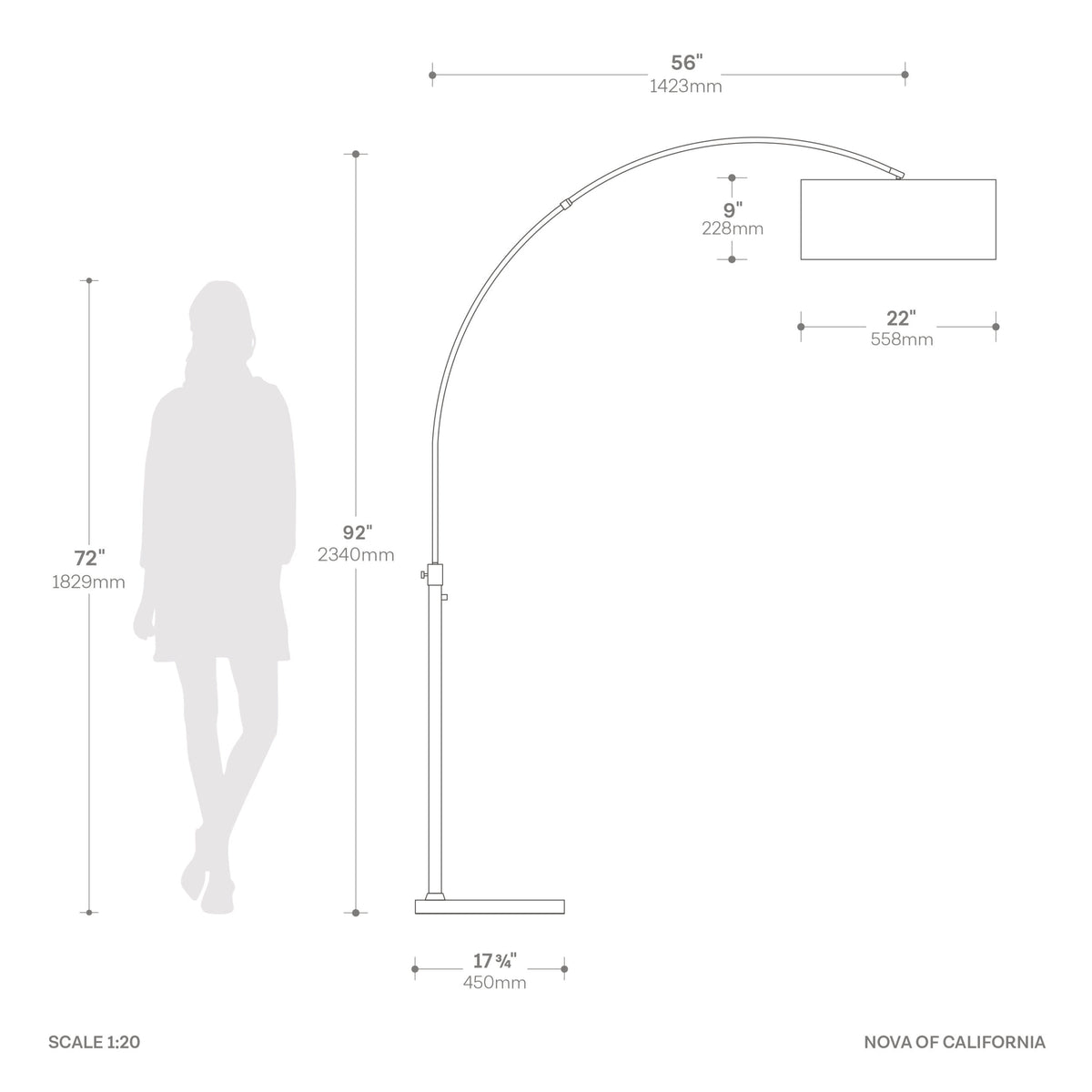 Float 92" Arc Floor Lamp by Nova of California – view 4
