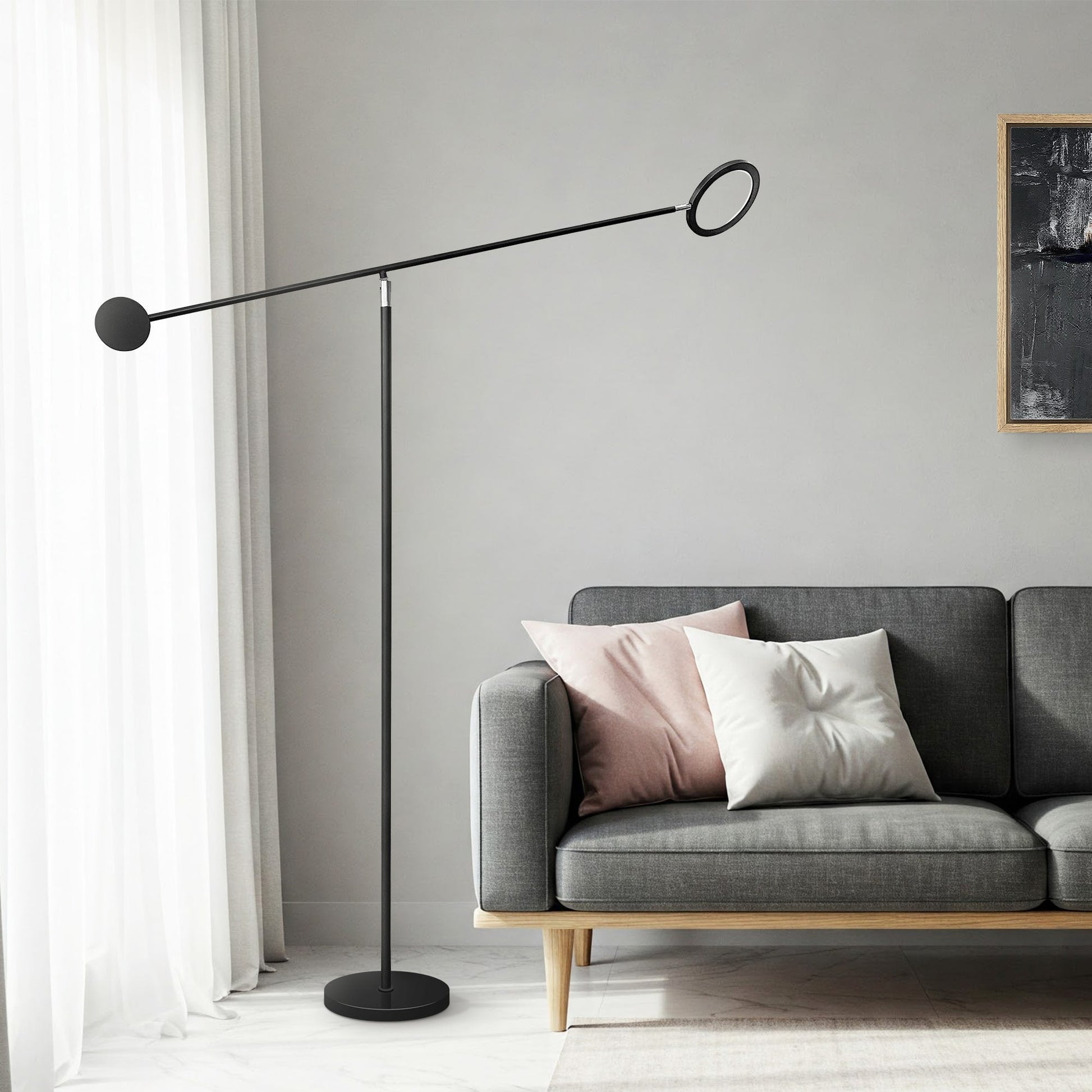 Floor Lamp Black and Chrome by Finesse Decor FL-AS25-2B