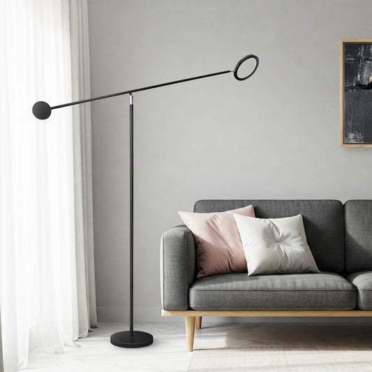 Floor Lamp Black and Chrome by Finesse Decor FL-AS25-2B