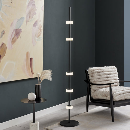 Aluminum and Spanish Alabaster Floor Lamp Black by Finesse Decor FL-DS25-1B