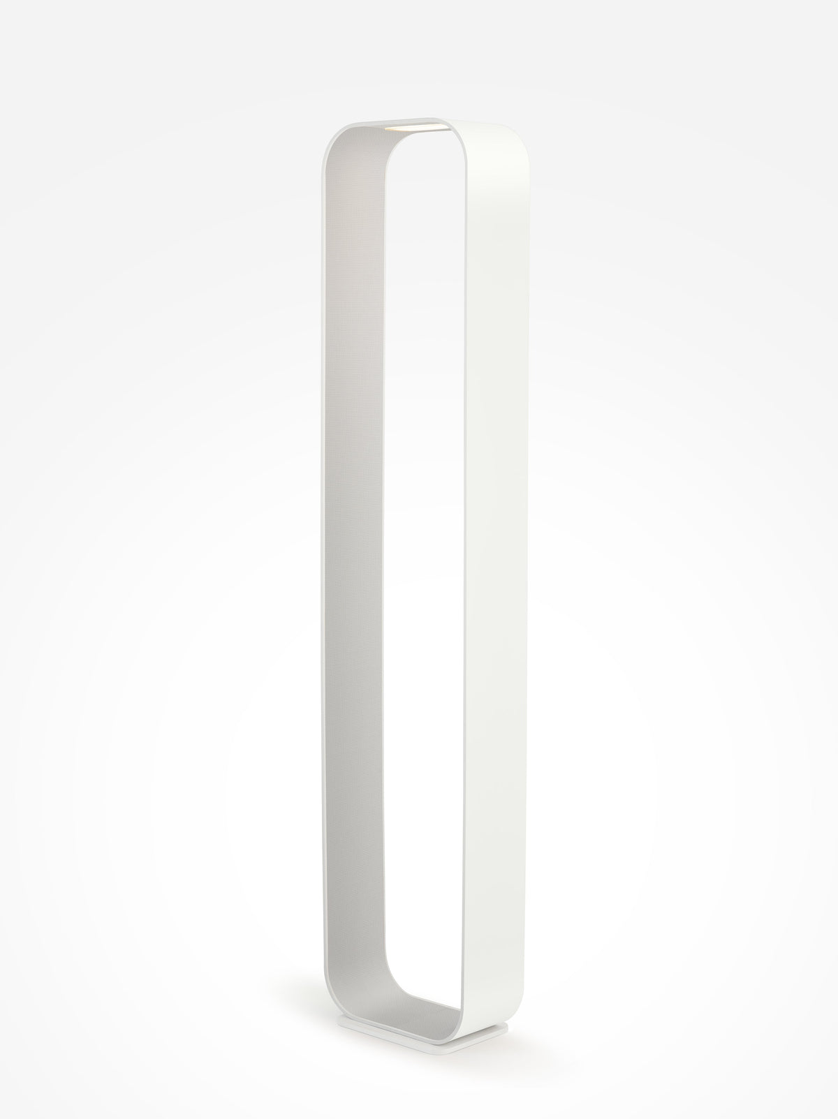 Contour floor lamp with white frame and pearl interior, studio view