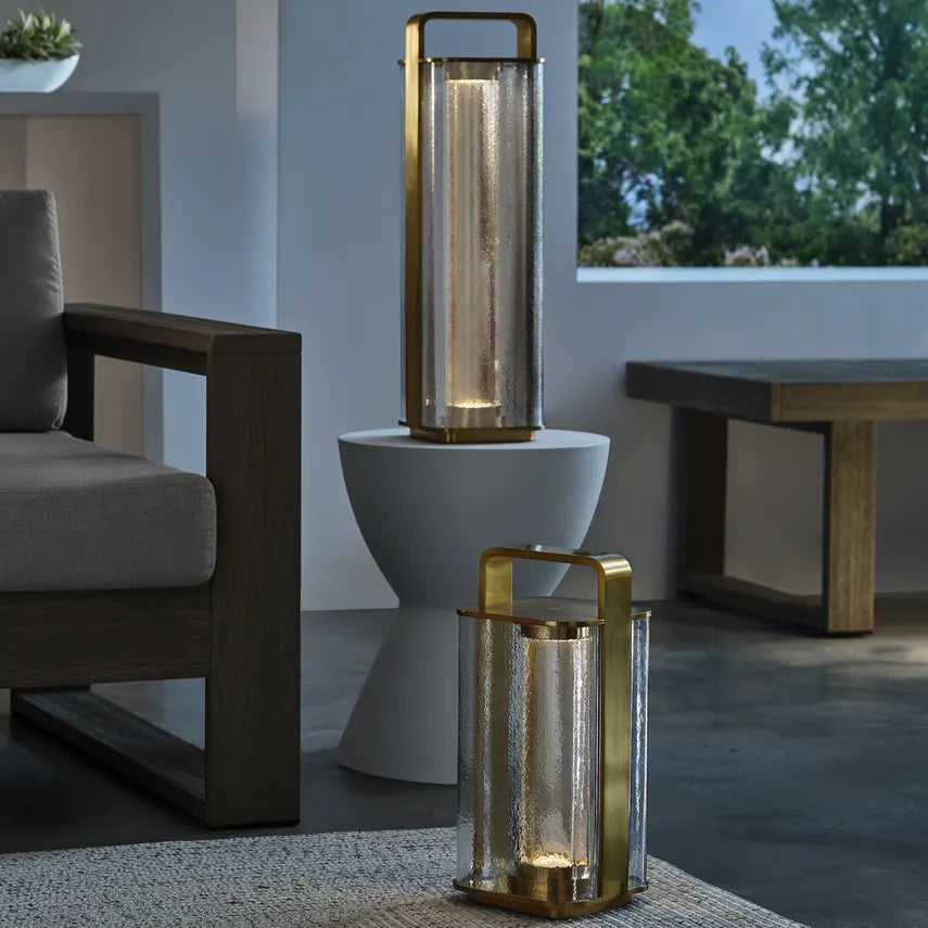 Portable Brass Bronze LED Table Lamp Flacara 15 by Visual & Comfort & Co