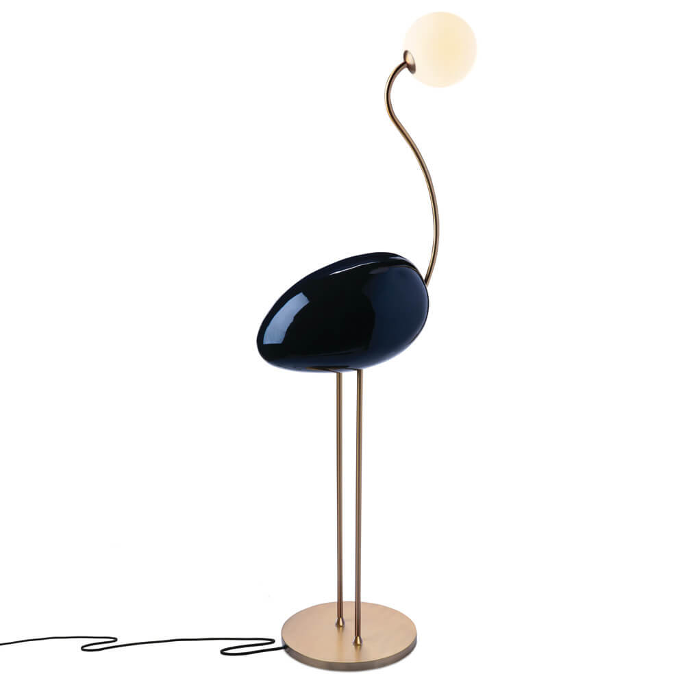 Fred brass and marble floor lamp by Viso, Blue with Brushed Brass