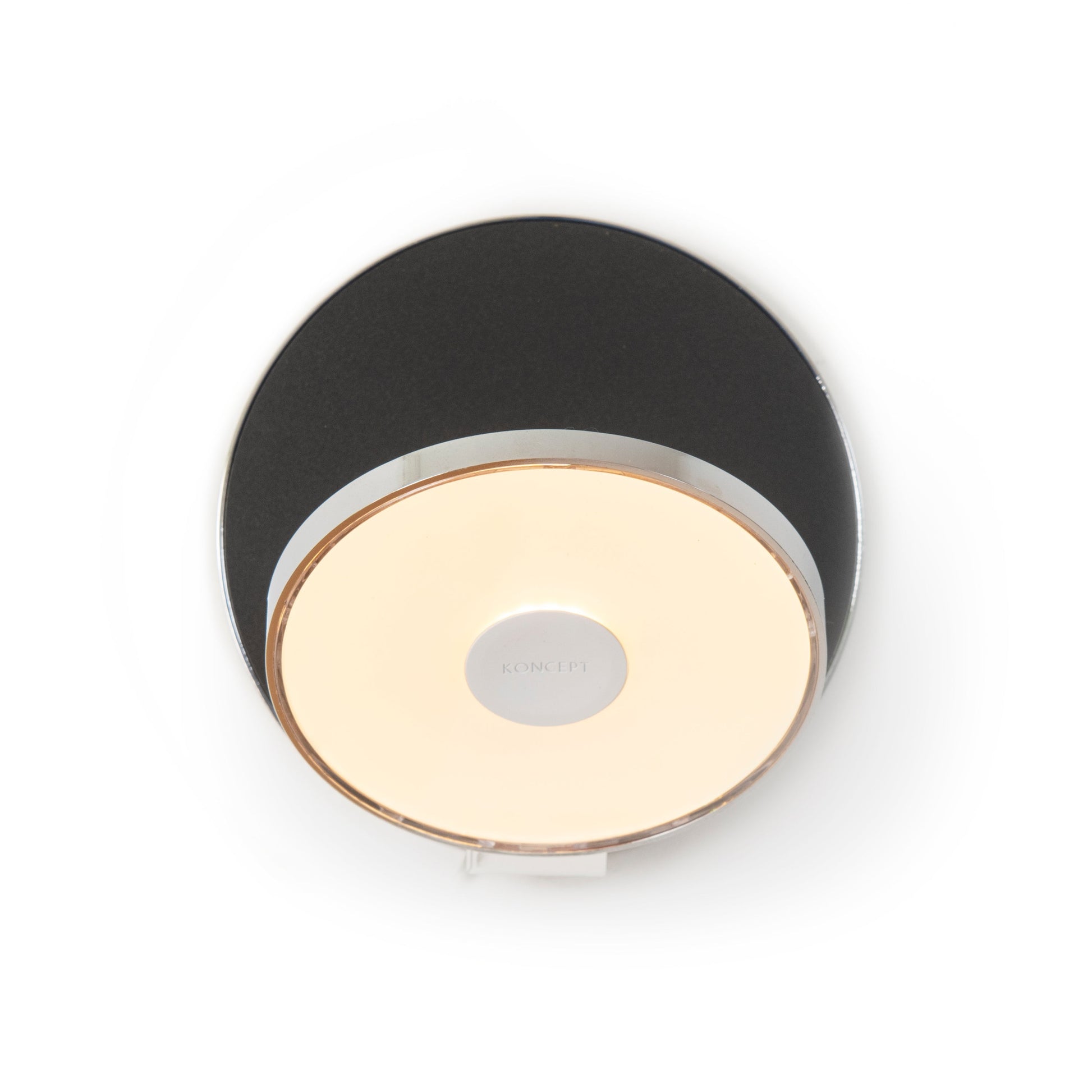 Gravy Wall Sconce Chrome Body Metallic Black Plates Hardwire Grw S Crm Mbk Hw by Koncept Inc
