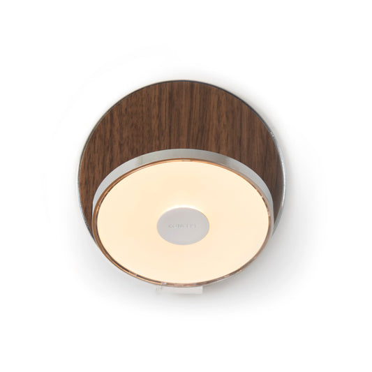 Gravy Wall Sconce Chrome Body Oiled Walnut Plates Hardwire Grw S Crm Owt Hw by Koncept Inc