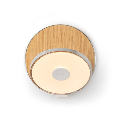 Gravy Wall Sconce Chrome Body White Oak Plates Plug In Grw S Crm Wok Pi by Koncept Inc