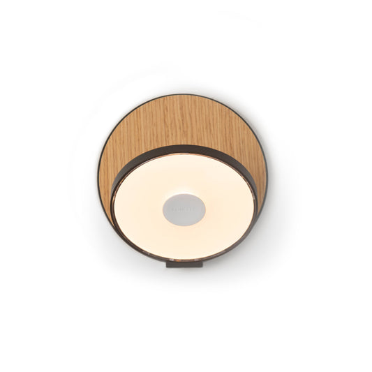 Gravy Wall Sconce Metallic Black Body White Oak Plates Plug In Grw S Mbk Wok Pi by Koncept Inc