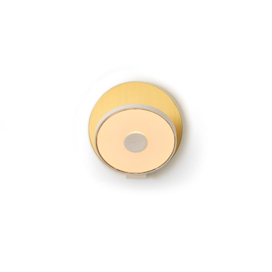 Gravy Wall Sconce Matte White Body Brass Plates Plug In Grw S Mwt Brs Pi by Koncept Inc