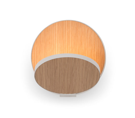 Gravy Wall Sconce Matte White Body White Oak Plates Hardwire Grw S Mwt Wok Hw by Koncept Inc