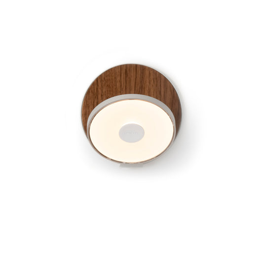 Gravy Wall Sconce Silver Body Oiled Walnut Plates Plug In Grw S Sil Owt Pi by Koncept Inc