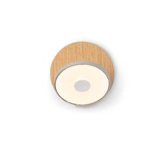 Gravy Wall Sconce Silver Body White Oak Plates Hardwire Grw S Sil Wok Hw by Koncept Inc