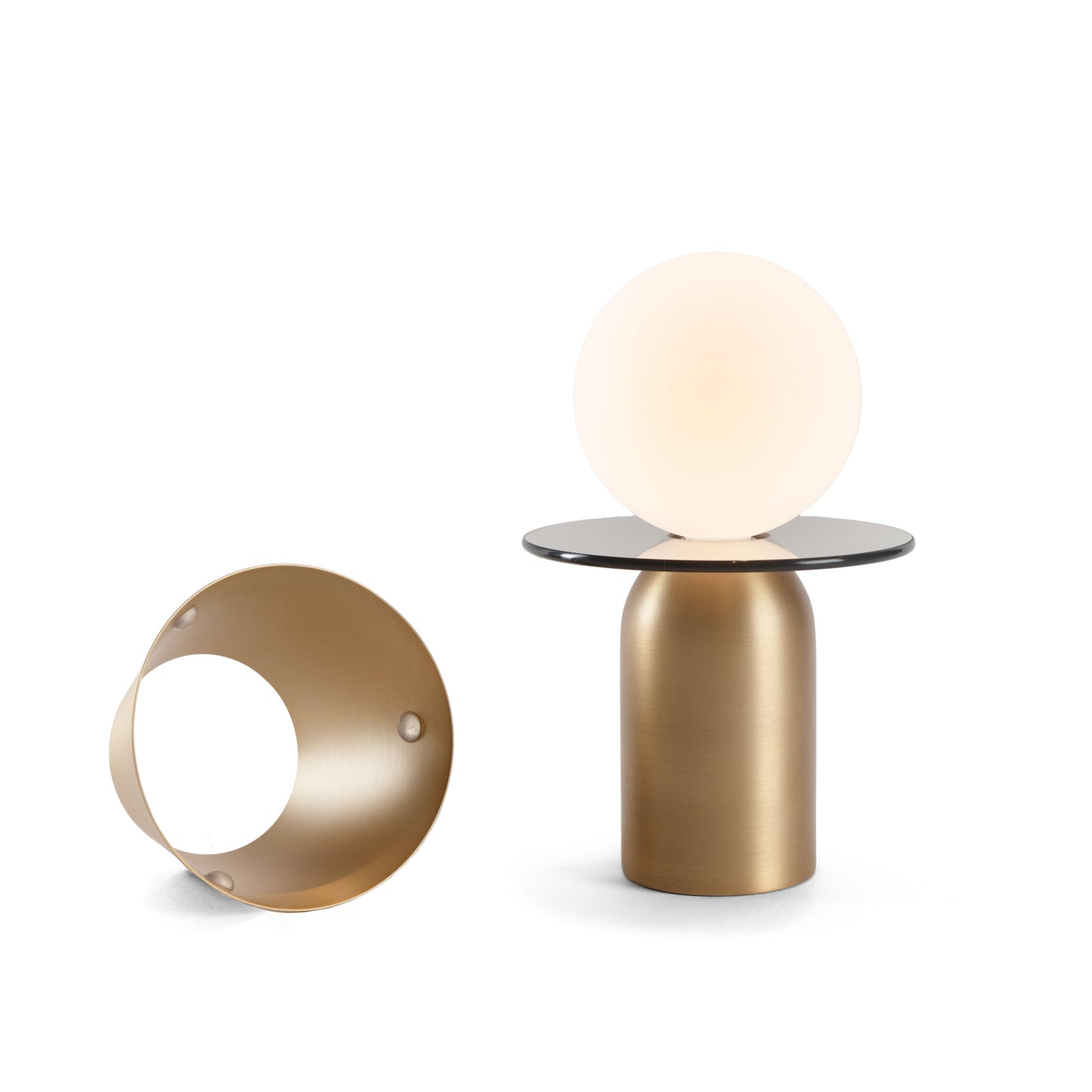 Guy Led Lantern Shade Brass Disk Collar Dark Grey Glass Guy Brs Ddgy by Koncept Inc