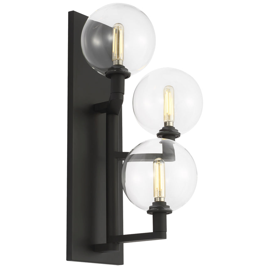 Gambit 3 Light Wall Sconce Clear Glass by Visual & Comfort & Co