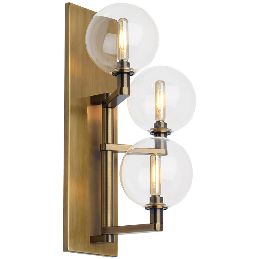 Gambit 3 Light Wall Sconce Clear Glass by Visual & Comfort & Co