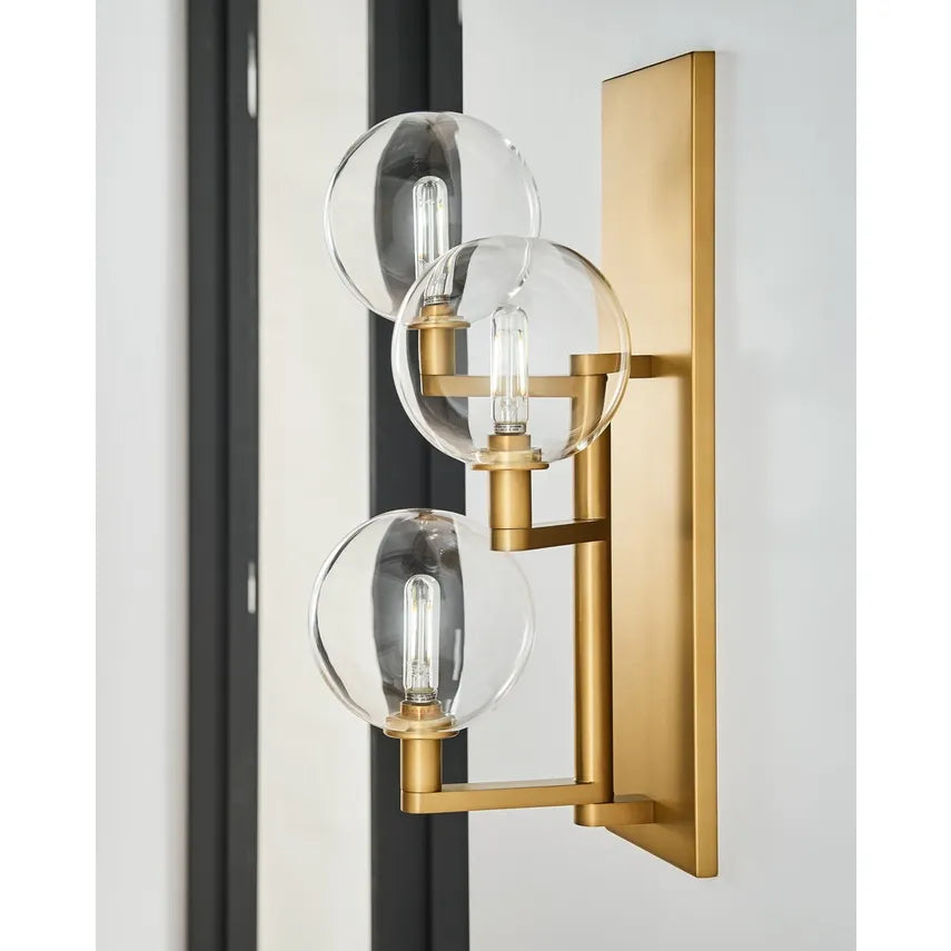 Gambit 3 Light Wall Sconce Clear Glass by Visual & Comfort & Co